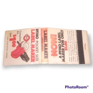 Dymo Pocket Size Label Maker vintage matchbook. unstruck.